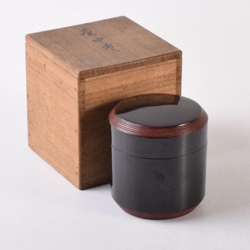 茶道具　山本春正作　黒漆　中棗　共箱　V　7220