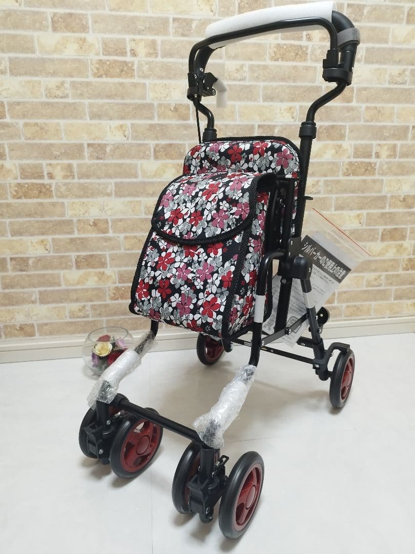 ✨値引き可能✨モート　花柄BK 島製作所　新品未使用　介護　シルバーカー