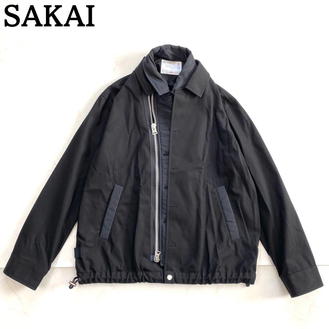 美品★sacai サカイ 25SS コットンツイル ドッキングジャケット 黒 2