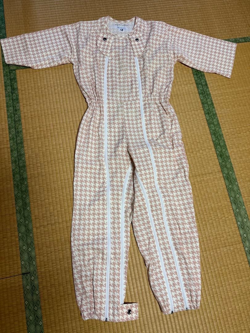 アメニティつなぎ服 千鳥柄 ピンク系 Mサイズ 2着セット