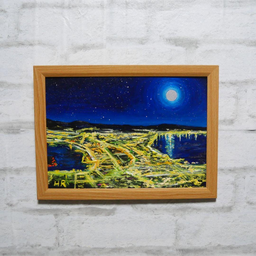 油絵 絵画【夜景の街】