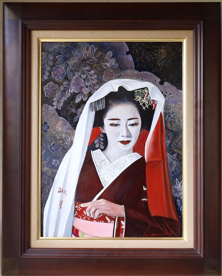 舞妓　美人画　日展作家作品　油絵　P8　直筆1点物　額縁付　京都祇園甲部　芸妓 舞妓｜新・古美術 高美堂（こうびどう）｜掛軸販売・通販・買取｜骨董