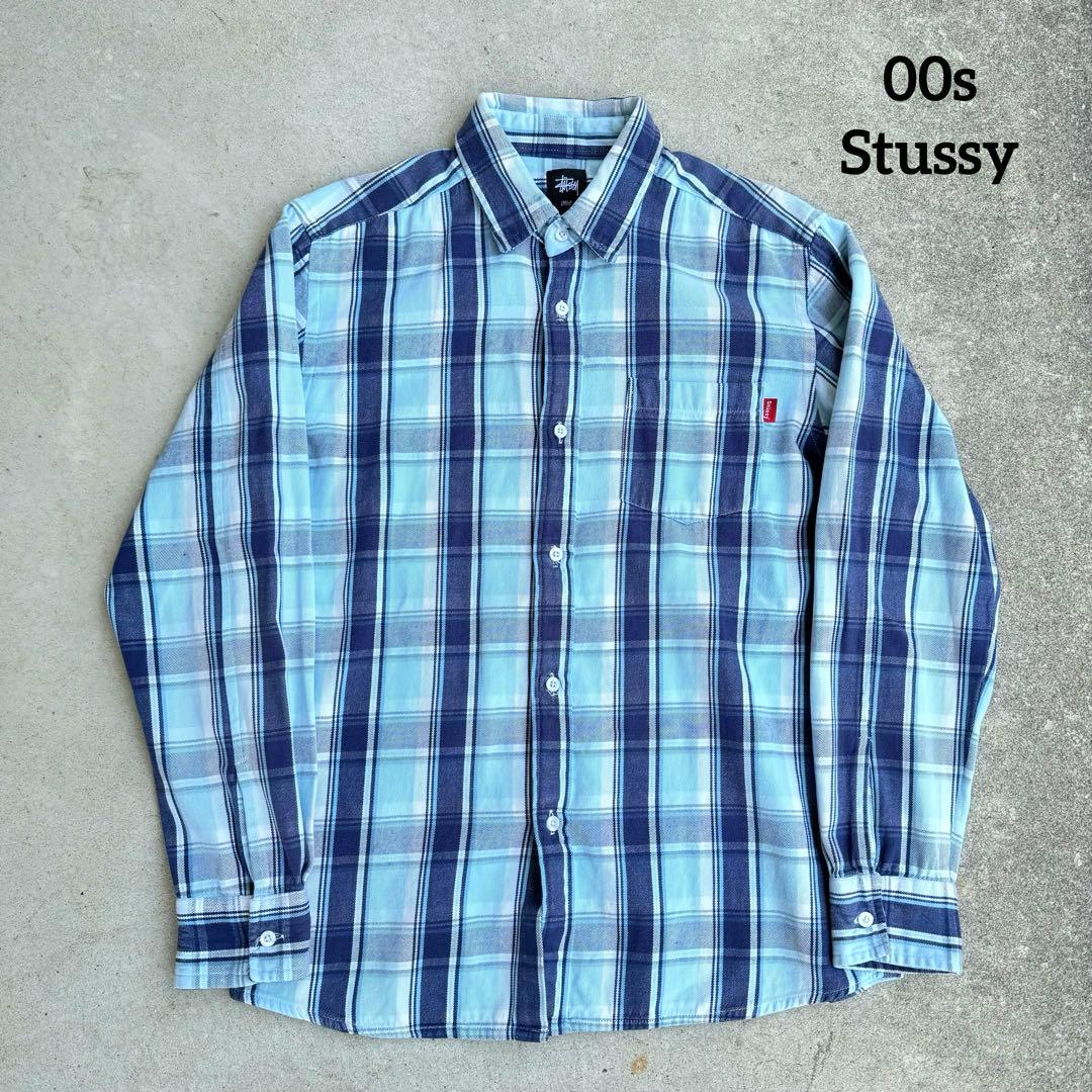 00年代 Stussy フランネルシャツ ブルー オンブレ 中田圭祐