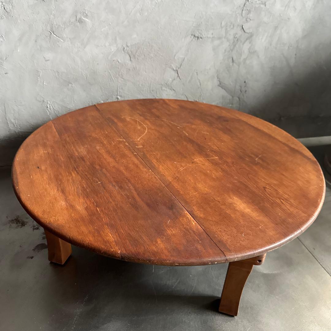瞬間的お値下げ‼️ヴィンテージ　木製円形座卓 ダークブラウン