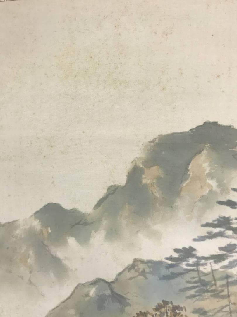 真作】吉田鋤牛/晩秋之図/秋景山水図/山水図/掛軸☆宝船