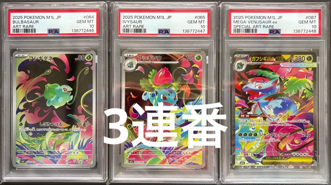 PSA10 3連番 フシギダネ フシギソウ ARメガフシギバナ SAR フシギダネ フシギソウAR メガフシギバナex SAR PSA10 3連番 - メルカリ