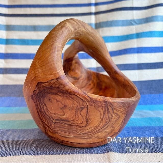 超特大オリーブの木 バスケット ボウル しっかりドスンと構える 約28cm