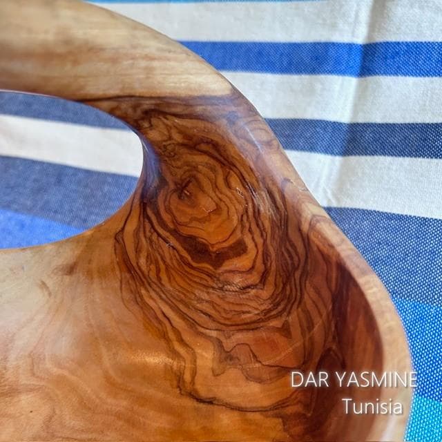 超特大オリーブの木 バスケット ボウル しっかりドスンと構える 約28cm