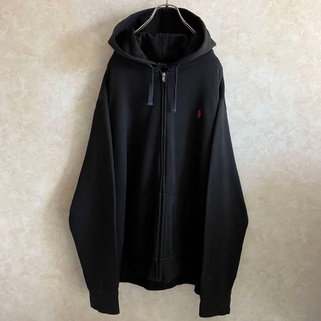 ラルフローレン ポニー刺繍ロゴ ジップパーカー 黒 XL - メルカリ
