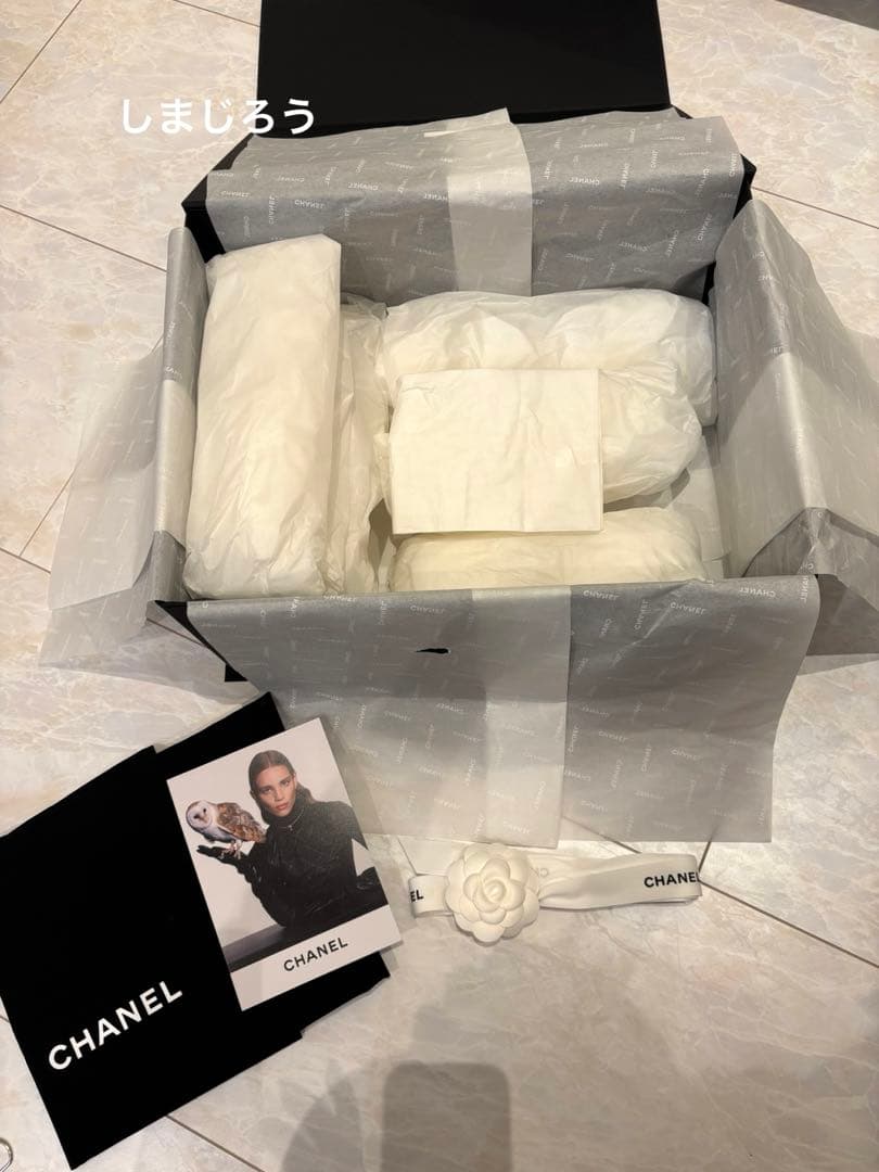 美品CHANEL マグネット式空箱　ショッパー　薄紙　保存袋　カメリアリボン