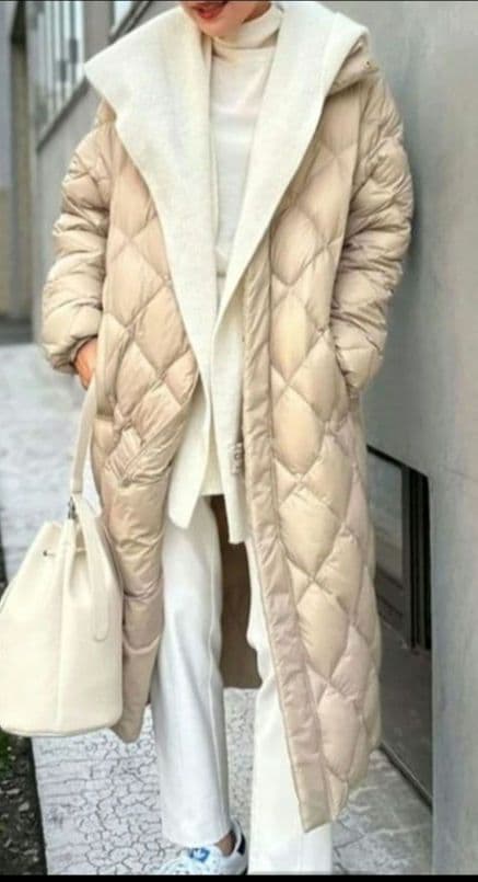 タイオン×ノーリーズ　別注ダイヤキルト×ボアロングダウン　リバーシブル　ベージュ