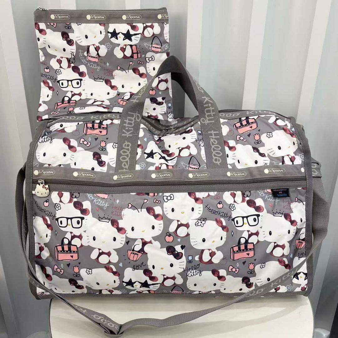 レスポートサック ハローキティ グレー ボストンバッグ ポーチ 2点スーツ