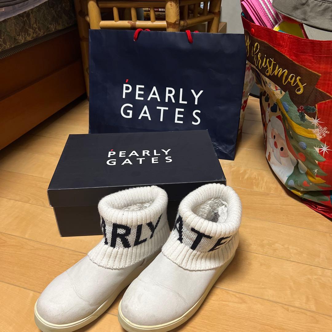 PEARLY GATES ニットカフ付きホワイトスニーカー