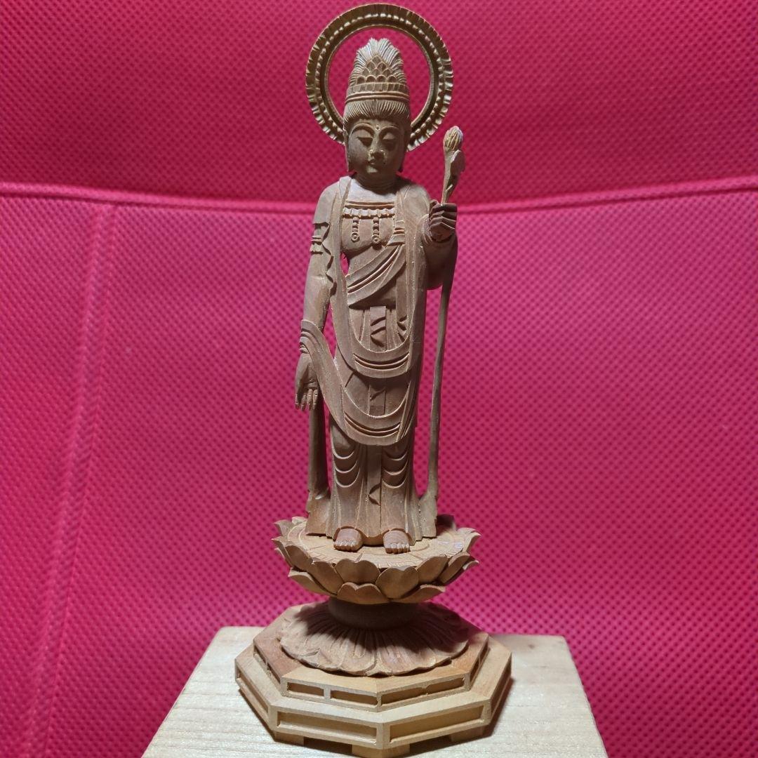 聖観音18.5センチ木彫り