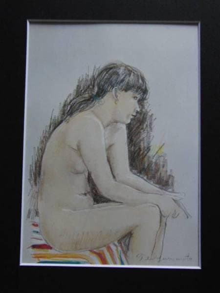 山本貞、【裸婦習作】、希少画集画、新品高級額・額装付