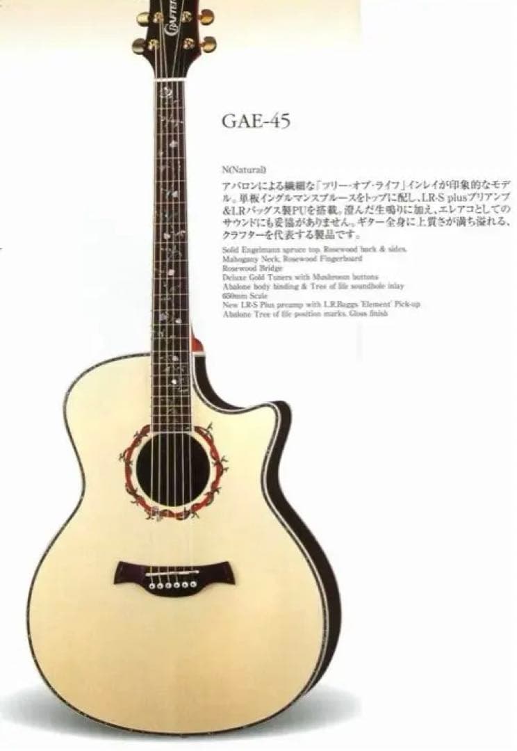 Crafter GAE-45/N アコースティック インレイギター 美品 単板 - メルカリ