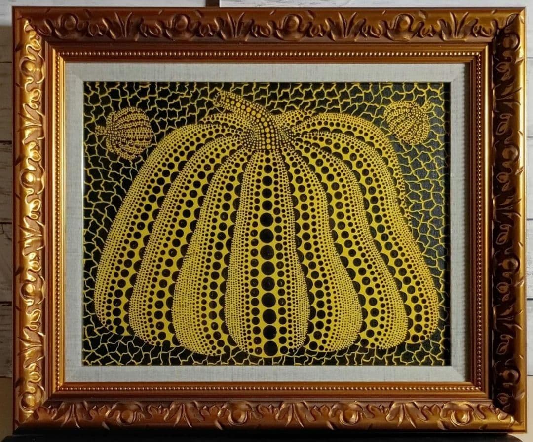 【新品・未使用品】かぼちゃ 絵画 F6 2000年 ドット オブジェ パンプキン