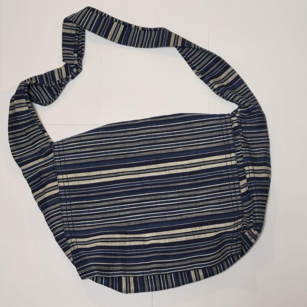 90s ラルフローレン インディゴ ボーダーニュースペーパーバッグ ショルダー