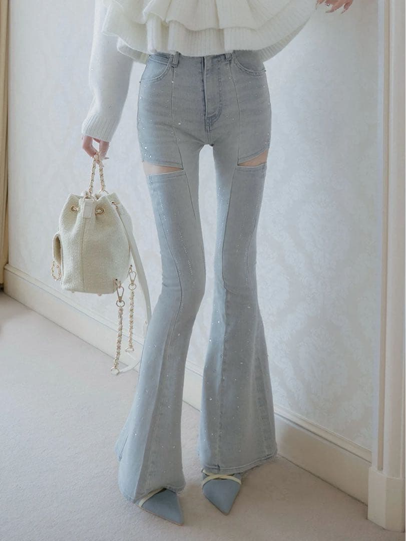 Darichドロップビジューフレアデニムパンツ