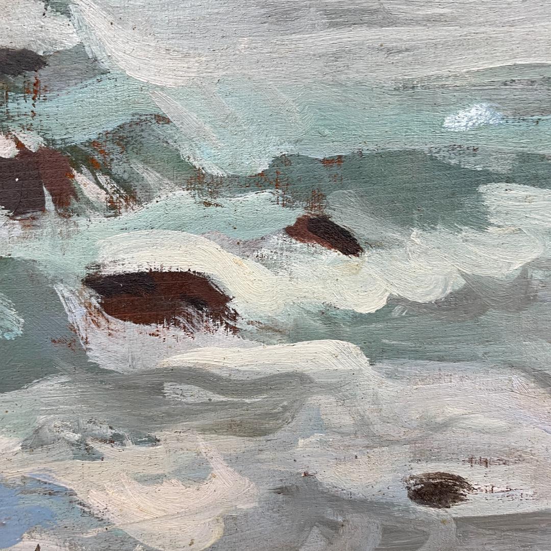 希少 真作保証 朝倉力男『怒涛』犬吠岬にて 油彩 肉筆 海景画 R8SD47