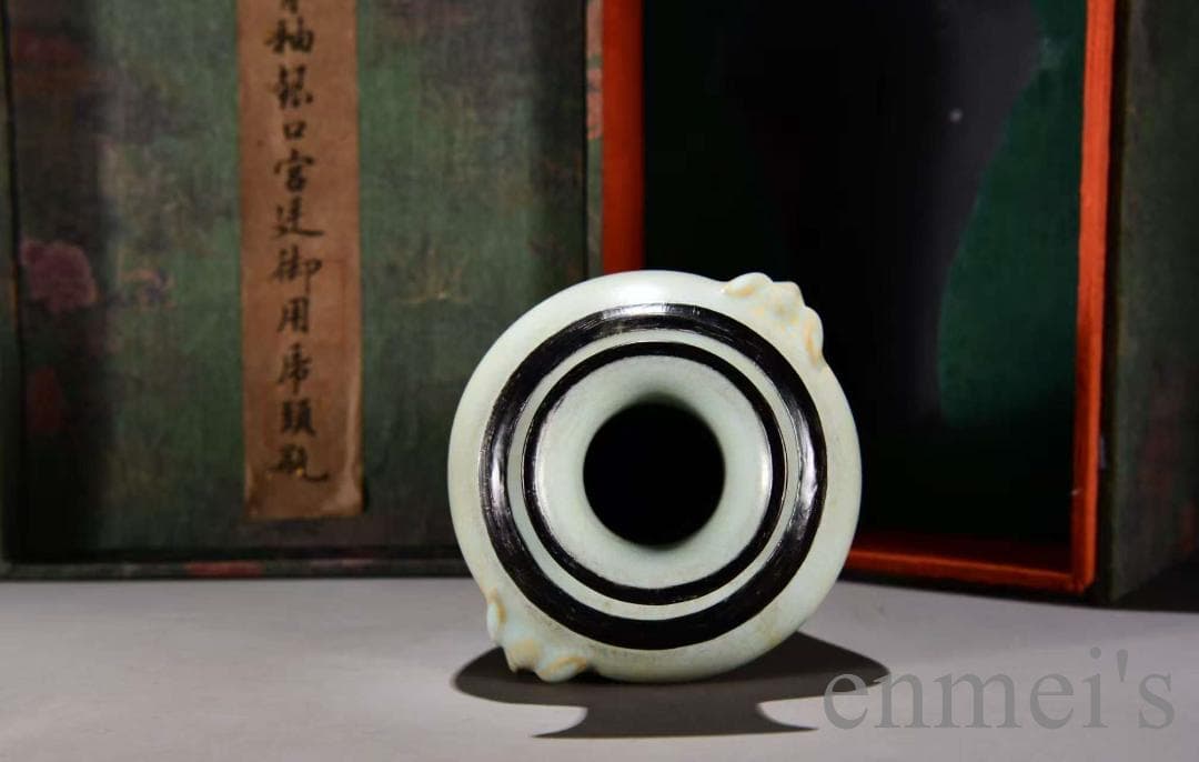 中国古美術・宋汝窯・天青釉梅瓶・青磁・唐物・箱付・文房置物・時代物