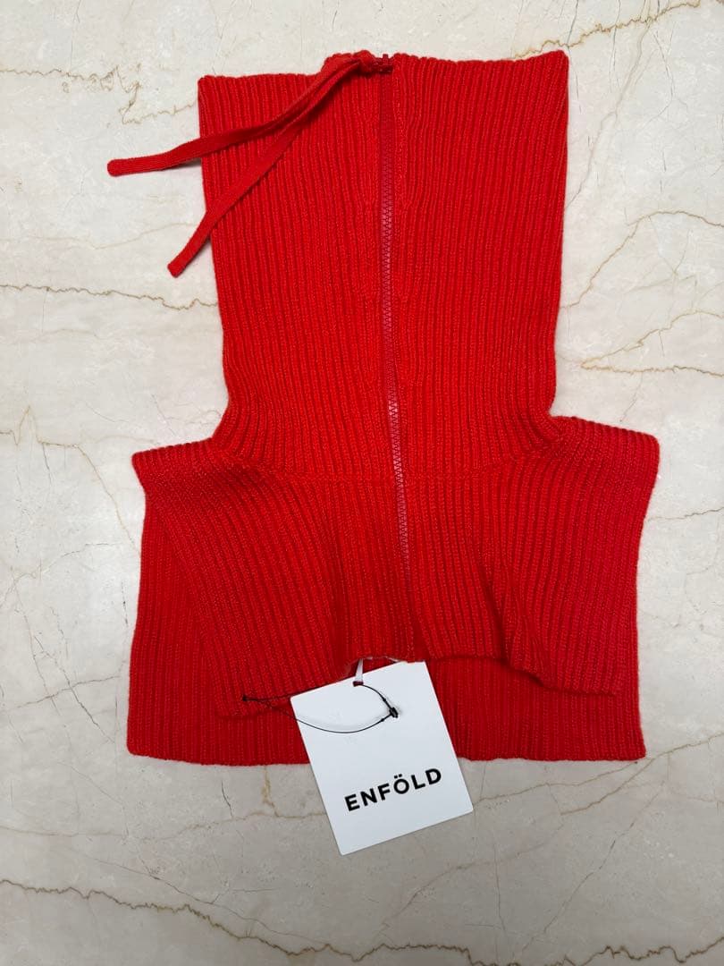 ENFOLD リブ編みネックウォーマー レッド リブ編みネックウォーマー