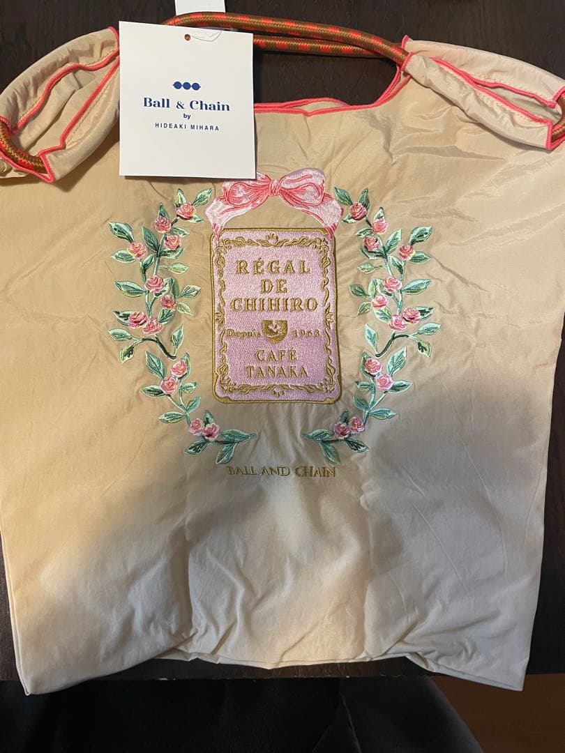 カフェタナカ×ボールアンドチェーン　エコバッグ　ベージュ