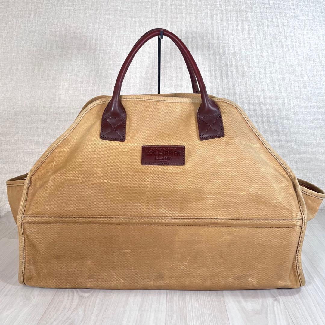 【良品】L.L.Bean　ワックスドキャンバス トートバッグ　ログキャリア　ロゴ