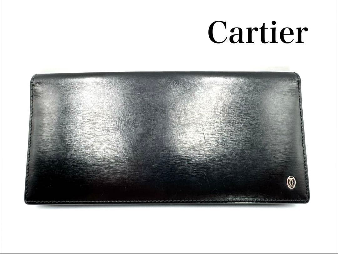 【美品】 Cartier カルティエ パシャ 長財布 ブラック レザー 財布