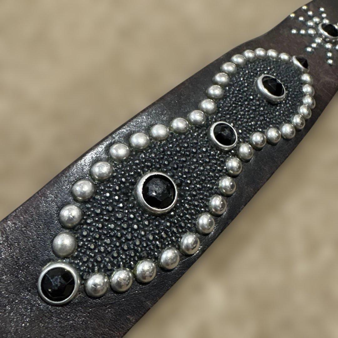 34inch ピーナッツ HTC スティングレイ レザースタッズベルト 茶芯