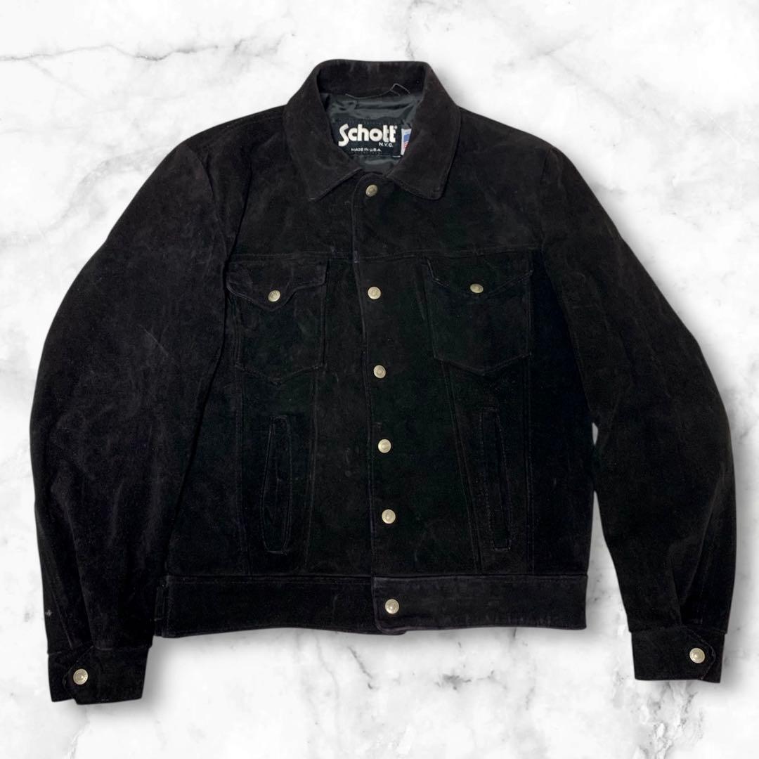 Schott ブラック スエードレザージャケット Leeタイプ サイズ40