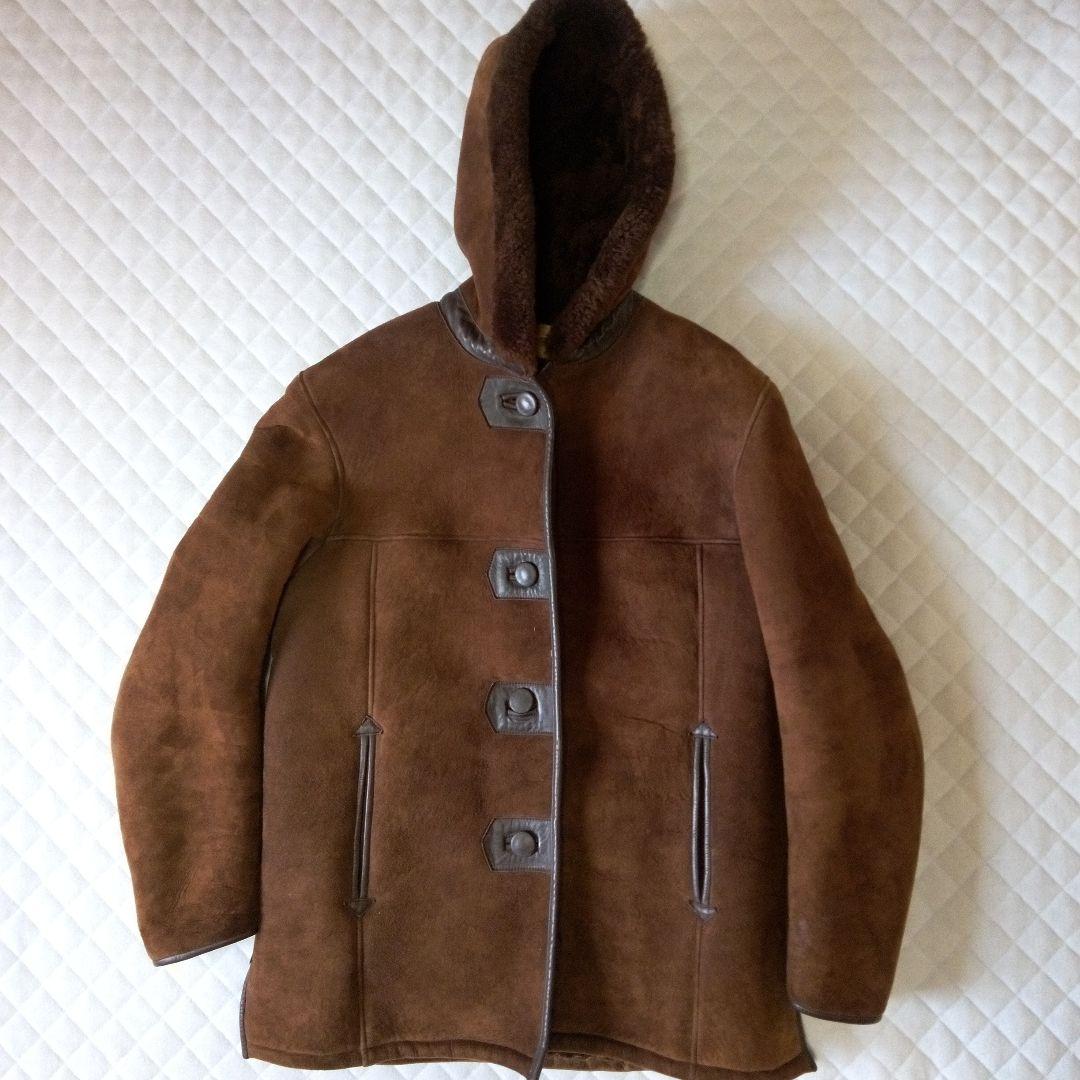 レザーコート 美品 フード付革コート