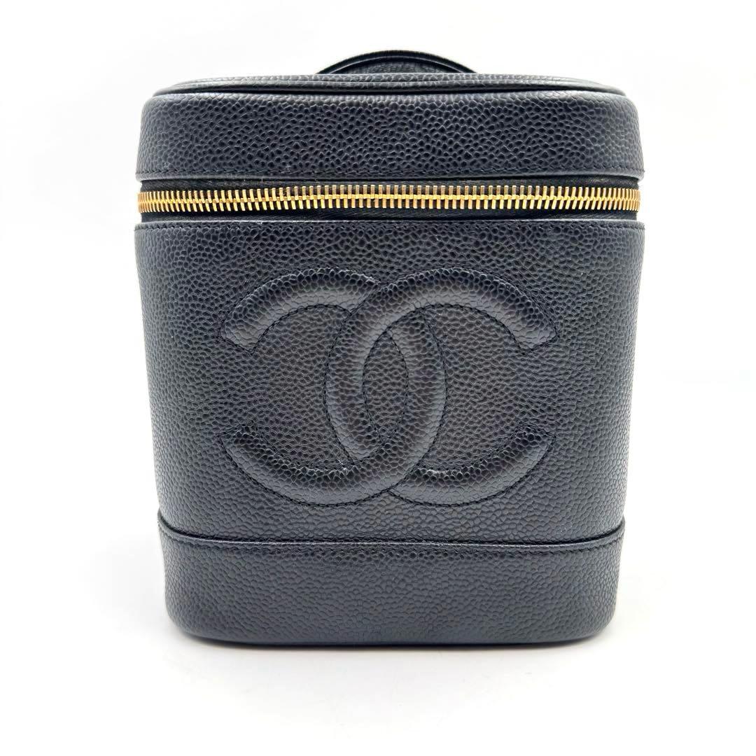 美品✨CHANEL バニティバッグ　オールレザー　ブラック　ココマーク　シール有