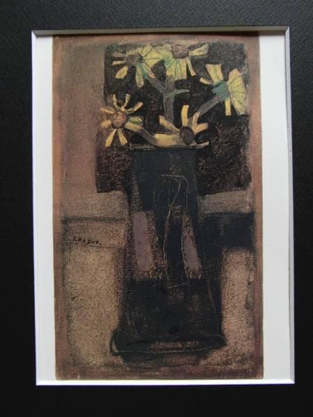 香月　泰男、つわぶきの花、希少高級画集画、新品額装付