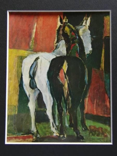 山口　薫、馬、限定版、額装用画集より、新品高級額、額装付、状態良好 山口 薫、花子誕生、限定版、額装用画集より、新品高級額、額装付