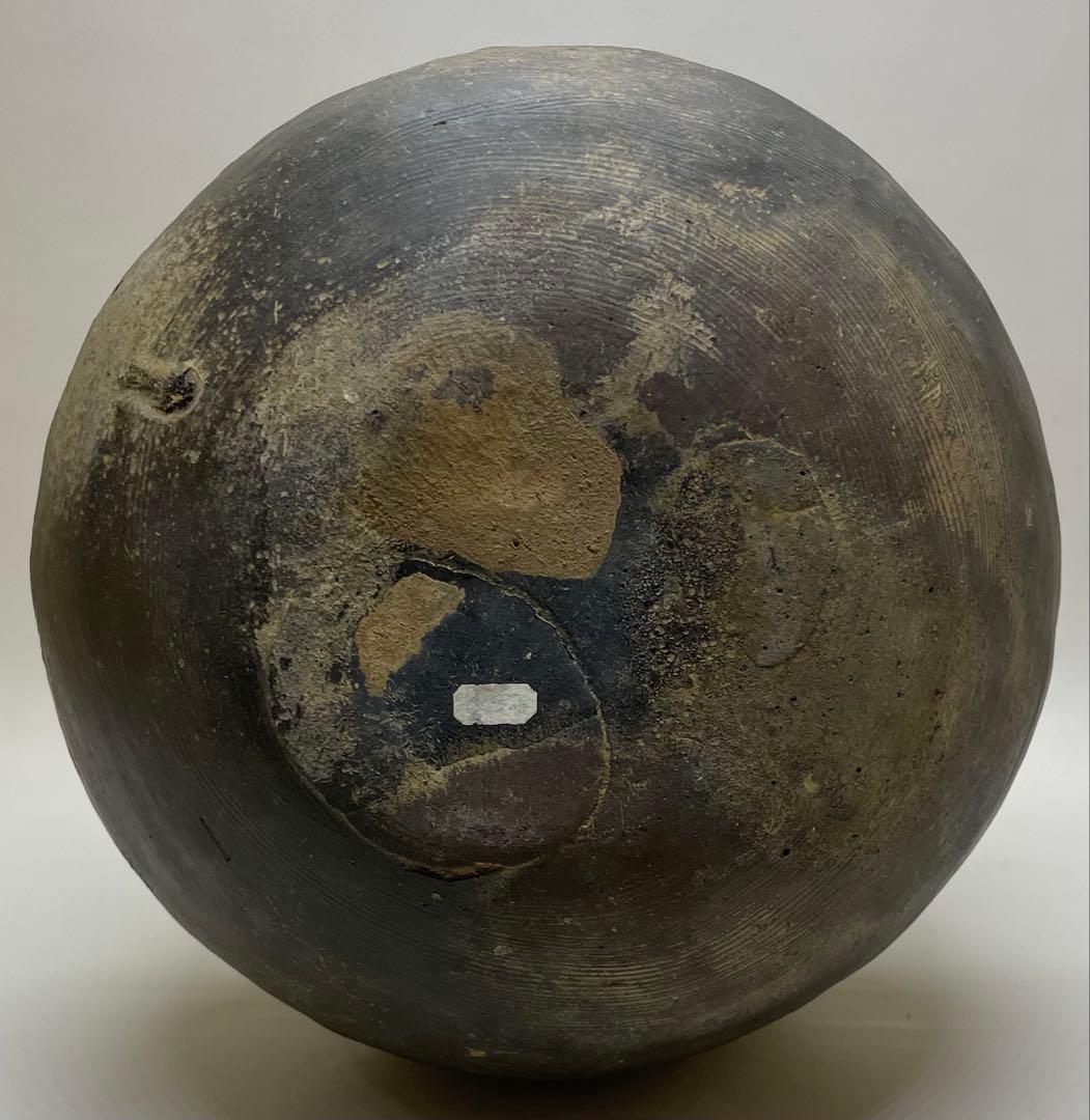 須恵器 波状文広口壺 古壺 胡麻垂れ 花入 k299