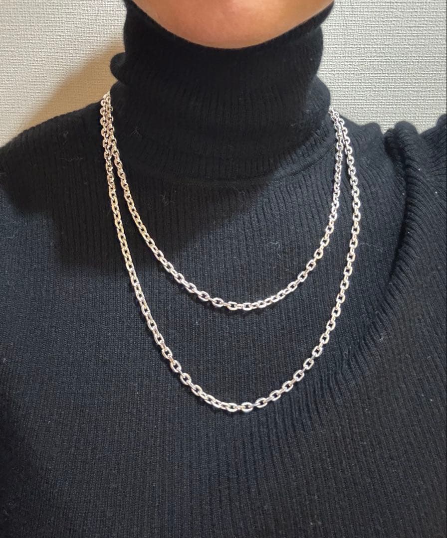 シルバー925 太角チェーン 60cm ネックレス アメカジ 純銀 メンズ