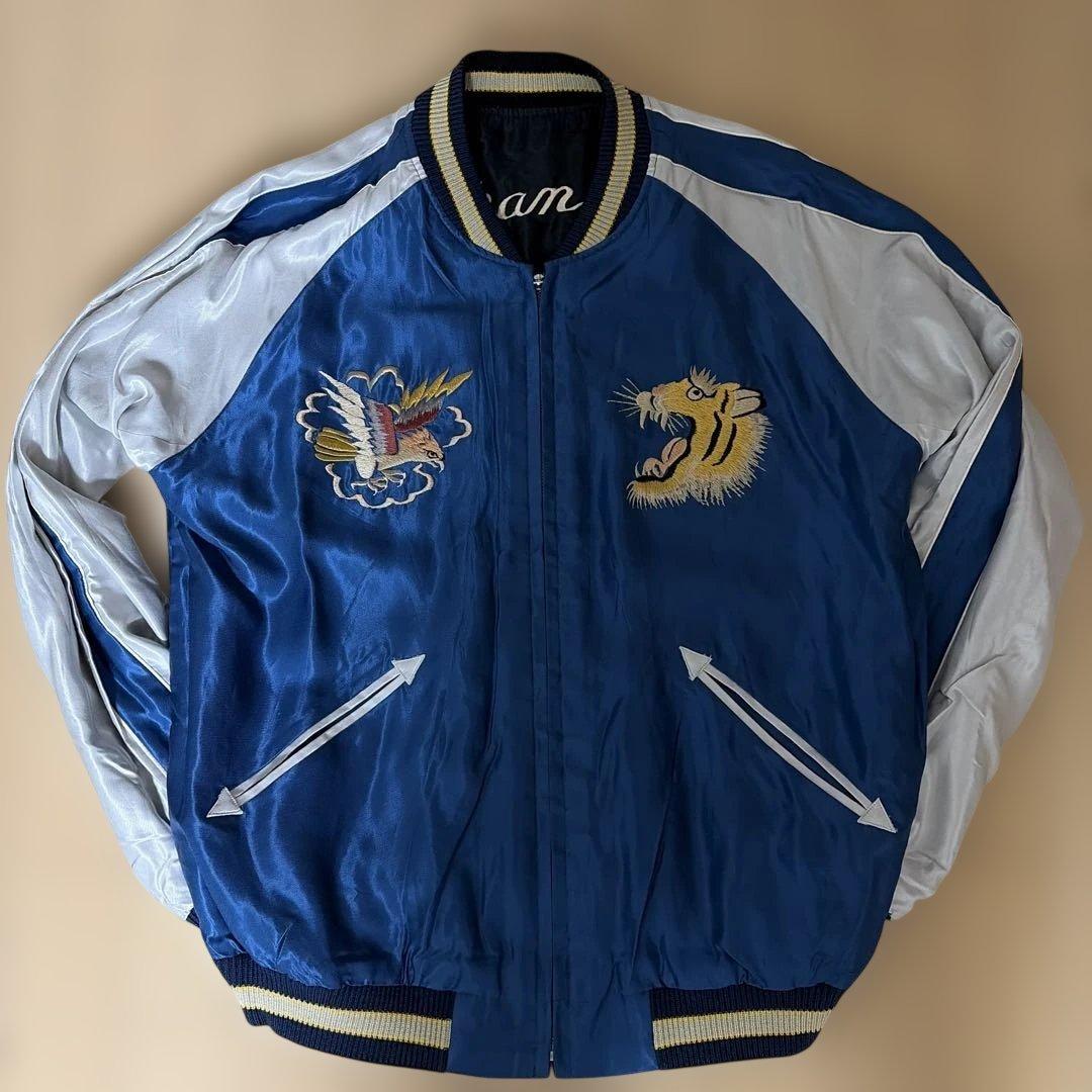 テーラー東洋 オールブラックサテンスカジャン 鷹刺繍 - メルカリ