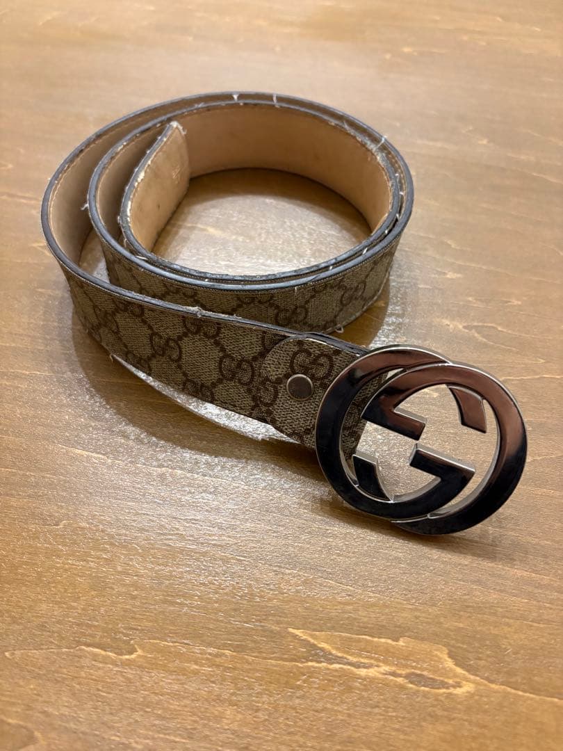 【深爪】Gucci ベルト ダブルGロゴ ベージュ