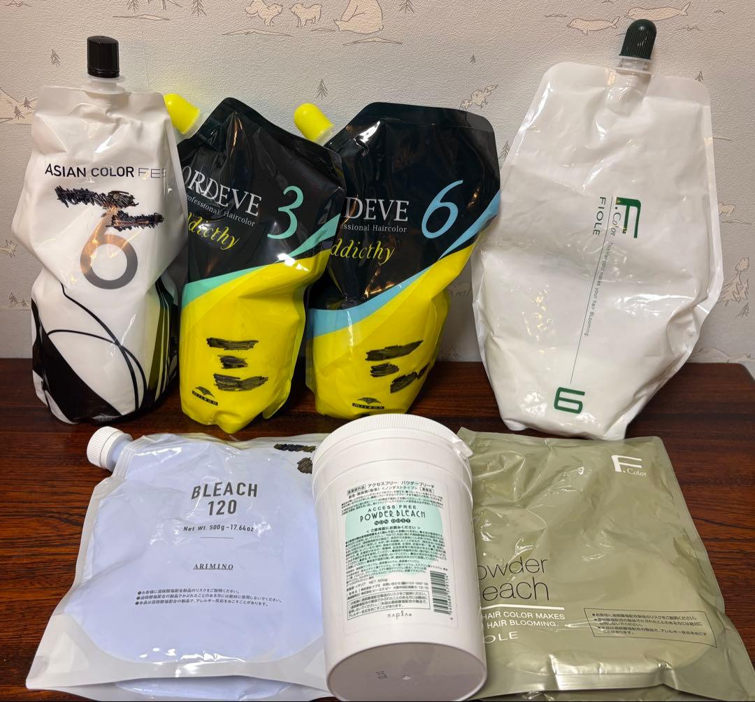 ブリーチ剤3袋 オキシ4袋セット(一部使いかけ) 楽天市場】ブルーブリーチ・オキシ6％ 1剤+2剤セット アレスカラ