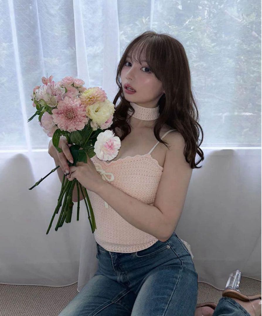 andmary Sui ribbon tops pink ピンク