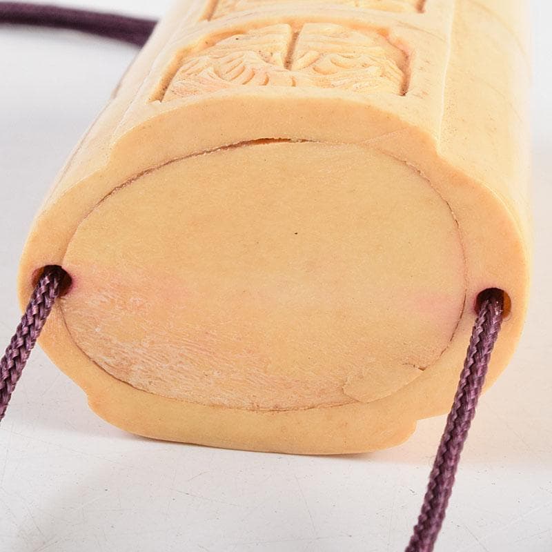 時代提げ物 獣骨彫刻 梟龍魚彫 印籠 薬入 緒締め玉 C 9204 - メルカリ