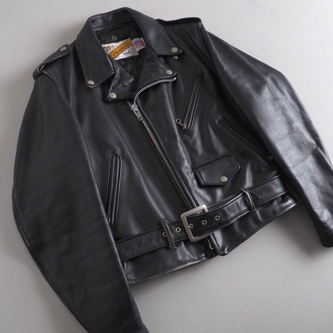 Schott　618　size38　ダブルライダース　レザージャケット　ブラック