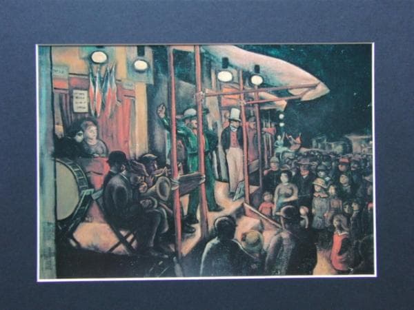 安井 曾太郎、巴里の縁日、希少大判画集画、新品額・額装付