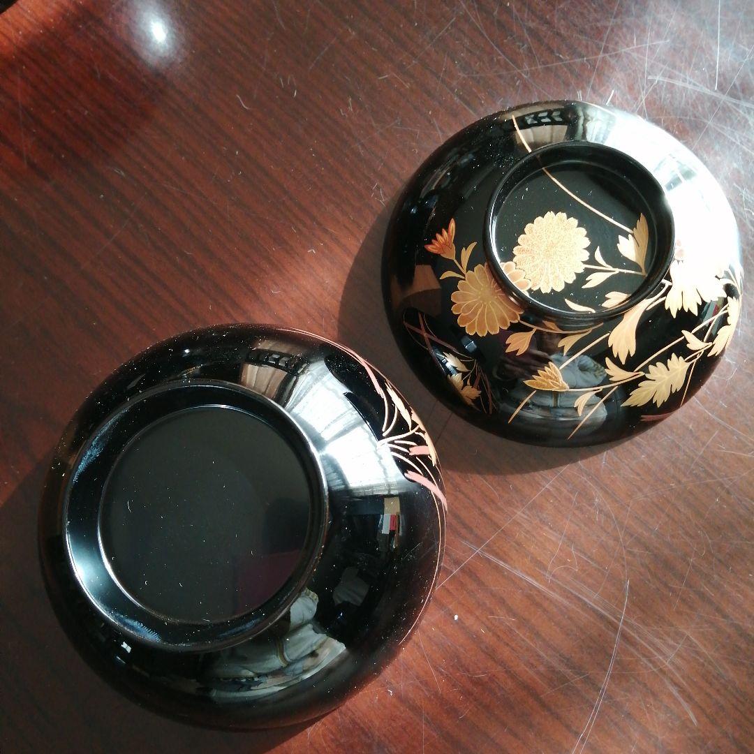 輪島塗　金彩蓋付吸物椀　5客　11.8cm