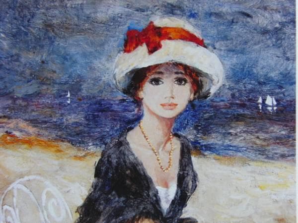 B・シャロワ、海辺にて、日本未発売・限定画集画、額付