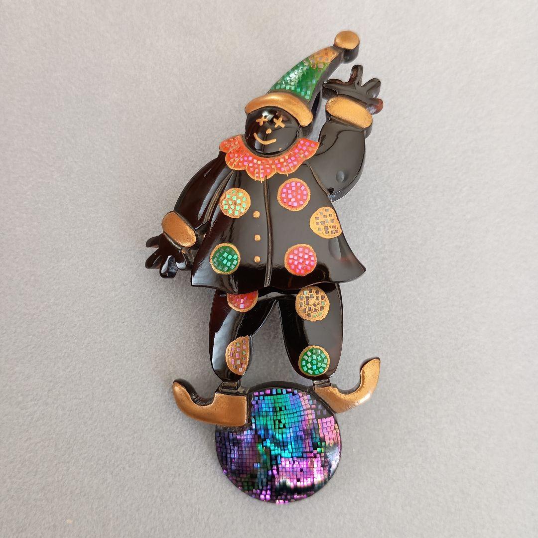 本鼈甲 黒甲 金蒔絵 螺鈿 寺内一径 鼈甲 べっ甲 ピエロ 工芸品 ペンダント