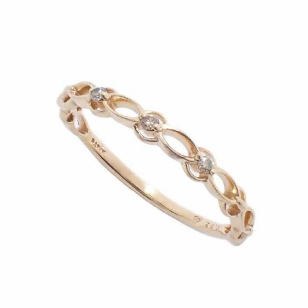 agete K10 コットンレース ダイヤモンドリング 9号