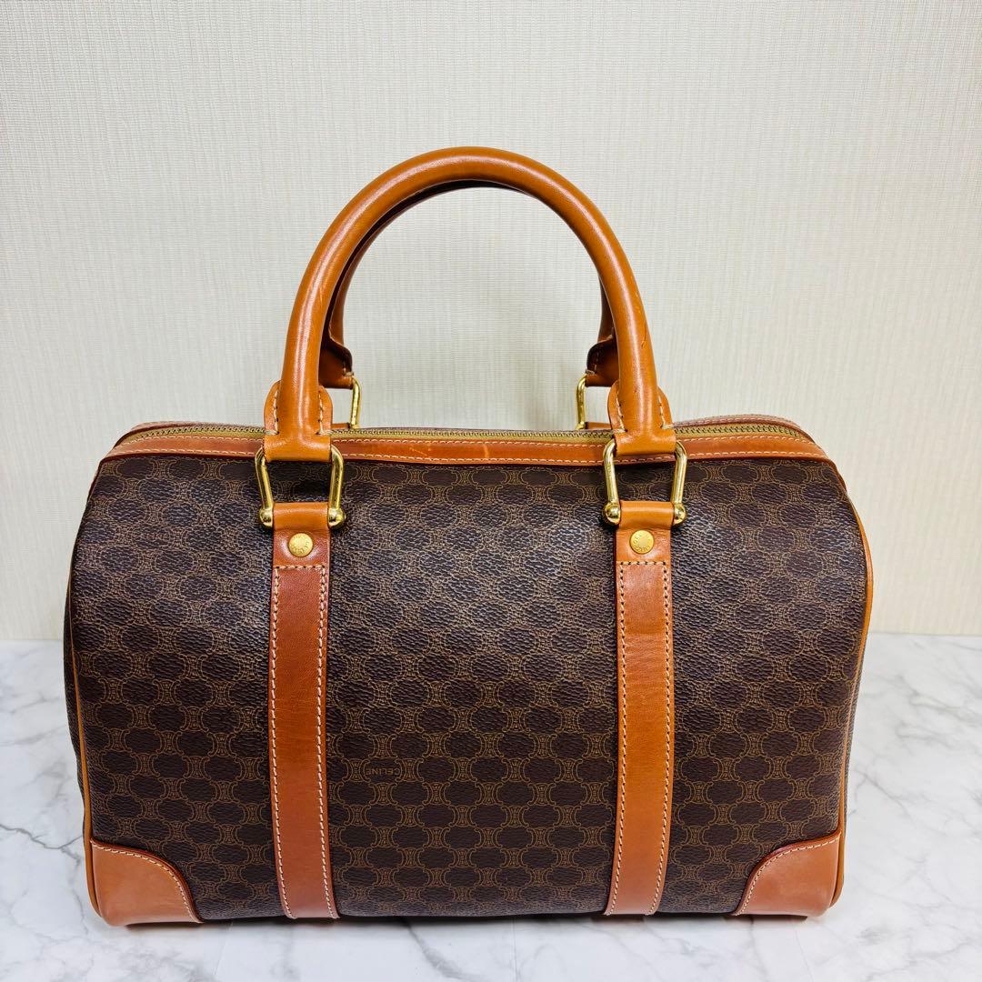 CELINE セリーヌ　ブラウン ハニカムパターン ボストンバッグ
