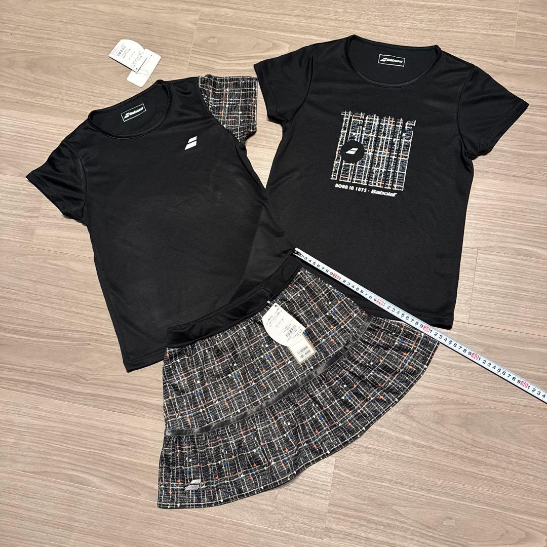 バボラ テニスTシャツとスコートの3点セット 黒